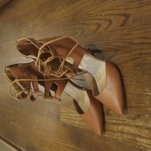 Lace up sexy brown high heels